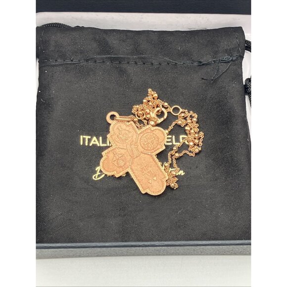 David Markstein Rose Over Sterling Silver Scapular Cross Pendant with 16 Chain - Picture 4 of 4